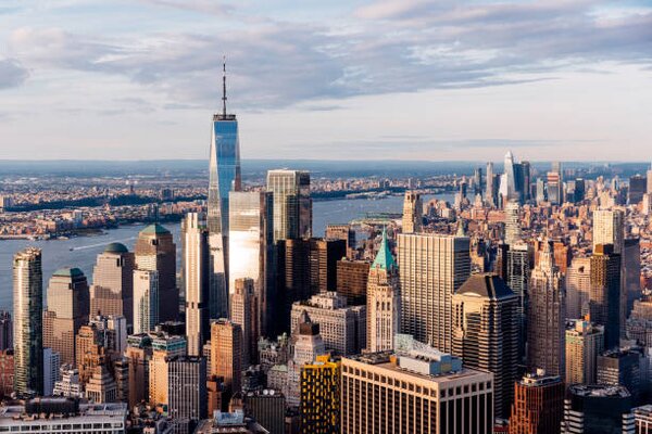 Art Photography New York City downtown skyline aerial, Alexander Spatari, (40 x 26.7 cm)