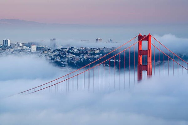 Art Photography View of Golden Gate Bridge on a foggy day, fcarucci, (40 x 26.7 cm)