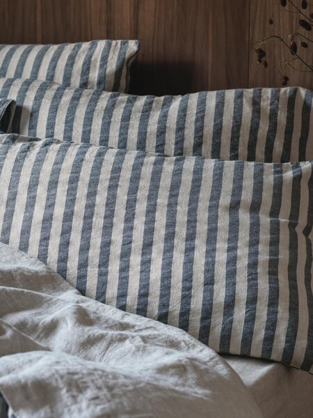Atlantic Pembroke Stripe Linen Blend Pillowcases (Pair) | Super King | Piglet in Bed