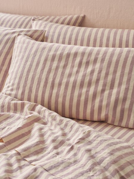 Elderberry Pembroke Stripe Linen Blend Pillowcase (Pair) | Super King | Piglet in Bed