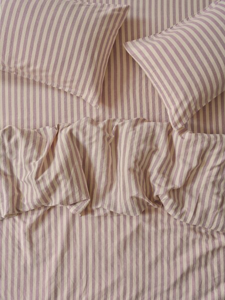 Elderberry Pembroke Stripe Linen Blend Duvet Cover | Single | Piglet in Bed