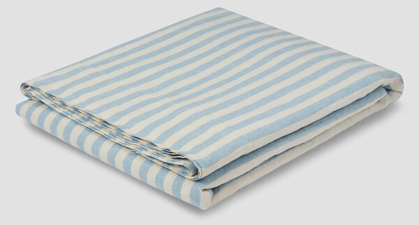 Coastal Blue Pembroke Stripe 100% Linen Flat Sheet | Single | Piglet in Bed