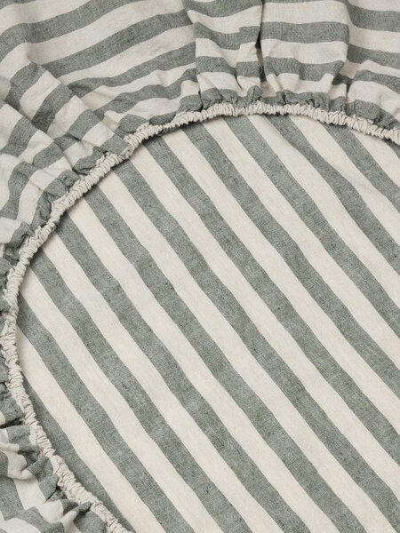 Fern Pembroke Stripe Linen Blend Fitted Sheet | Single | Piglet in Bed
