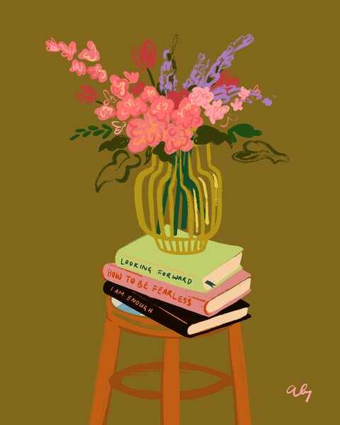 Illustration Floral Vase, Arty Guava, (30 x 40 cm)