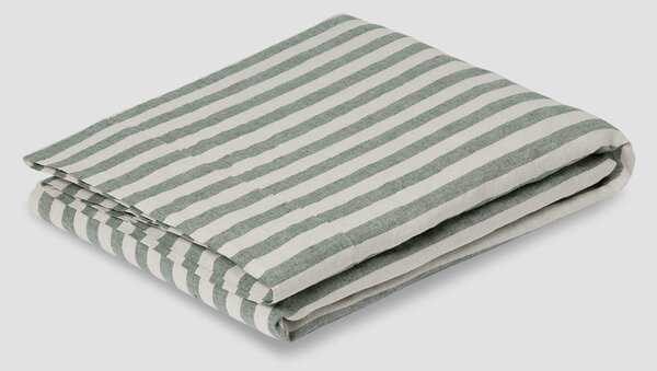 Fern Green Pembroke Stripe Linen Blend Flat Sheet | Single | Piglet in Bed