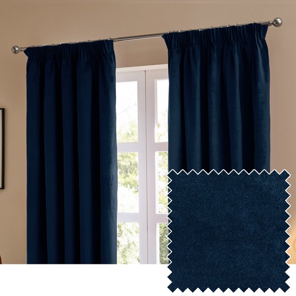 Furn Ultimate Velvet Ready Made Blackout Curtains Royal