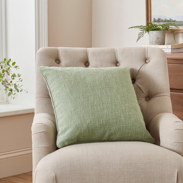 Woven Cotton Slub Cushion Sage (Green)