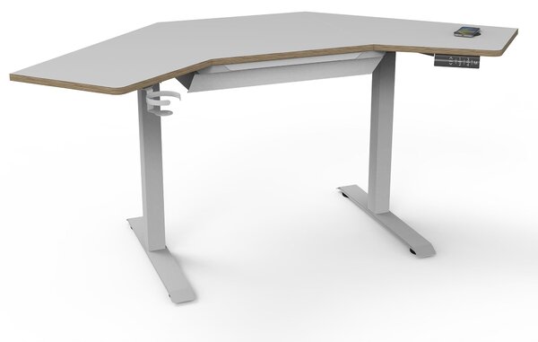 Gino Corner Height Adjustable Desk with Drawer White