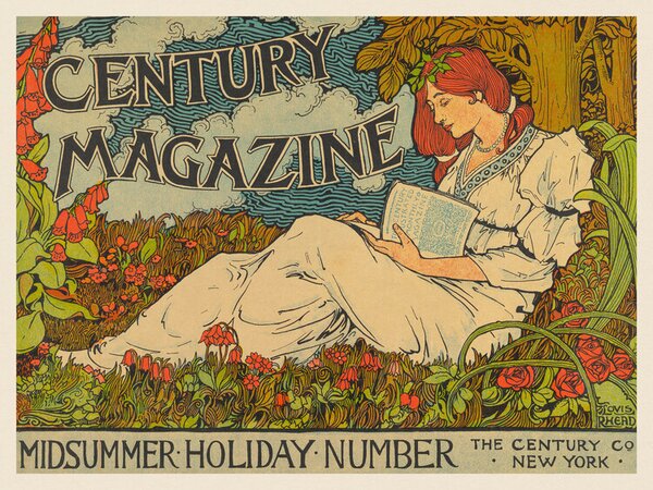 Fine Art Print Century Magazine, Midsumer Holiday Number (Vintage Cottagecore Lady Poster) - Lous Rhead