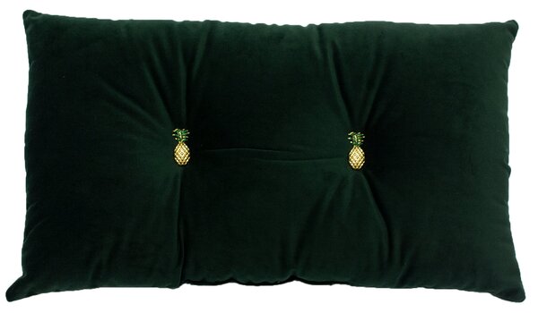 Paoletti Pineapple Velvet 30cm x 50cm Filled Boudoir Emerald Green