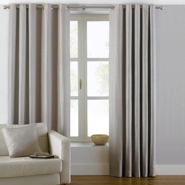 Paoletti Atlantic Twill Woven Ready Made Eyelet Curtains Natural