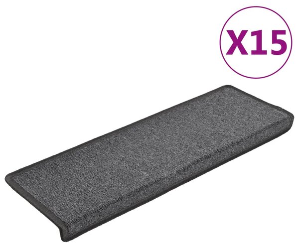 Carpet Stair Treads 15 pcs 65x21x4 cm Dark Grey