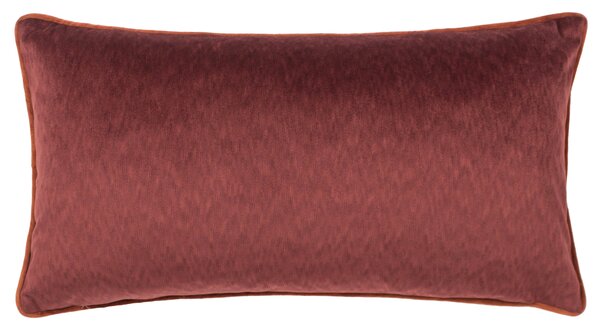 Paoletti Torto Velvet Piped Velvet 30cm x 60cm Filled Cushion Marsala Red Russet