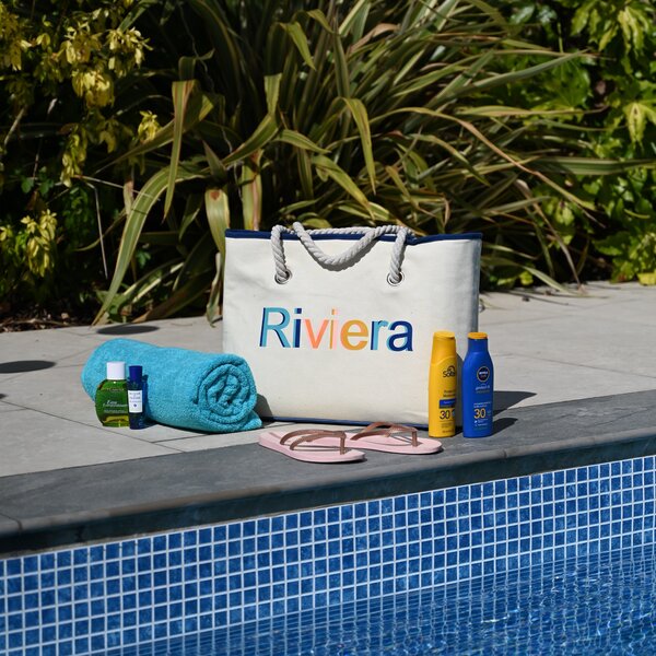 Riviera Shoulder Cooler Tote Bag White/Blue