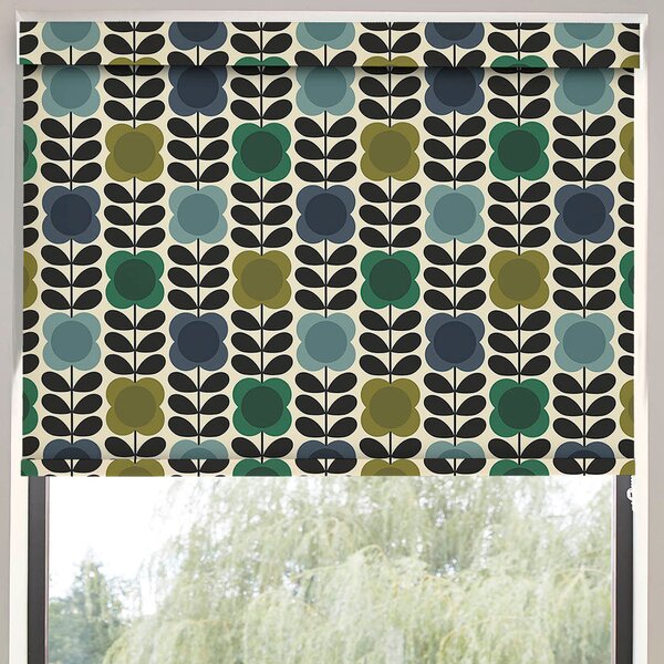 Orla Kiely Spot Flower Stem Translucent Made to Measure Roller Blind Blue Green