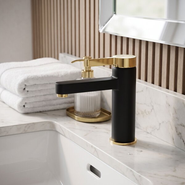 Bathroom faucet REA Polo Black Gold Low