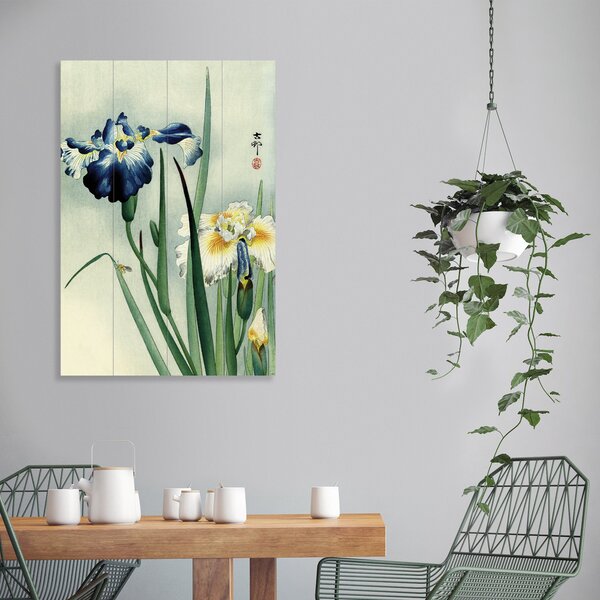 Irises Wooden Wall Art Green/Blue