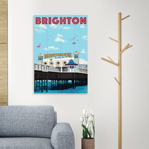 Brighton Wooden Wall Art Blue/Red