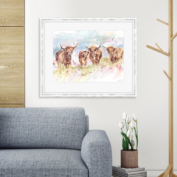 The Art Group Highland Herd Framed Print Brown
