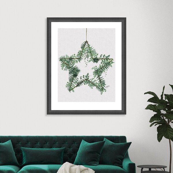Fern Star Framed Print Green