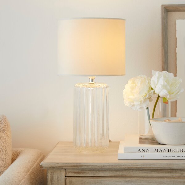 Christine Ribbed Glass Table Lamp Clear