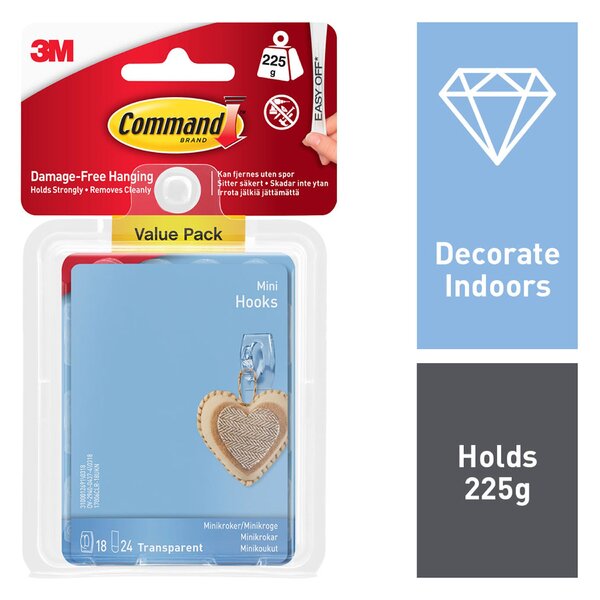 Command Mini Hooks and Strips Large Value Pack Clear