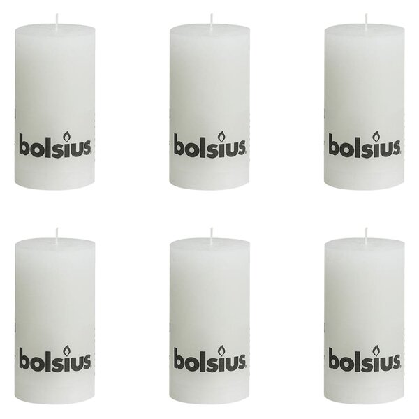 Bolsius Rustic Pillar Candle 130 x 68 mm White 6 pcs