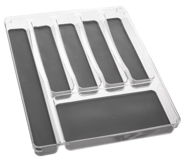6 Compartment Cutlery Organiser Clear