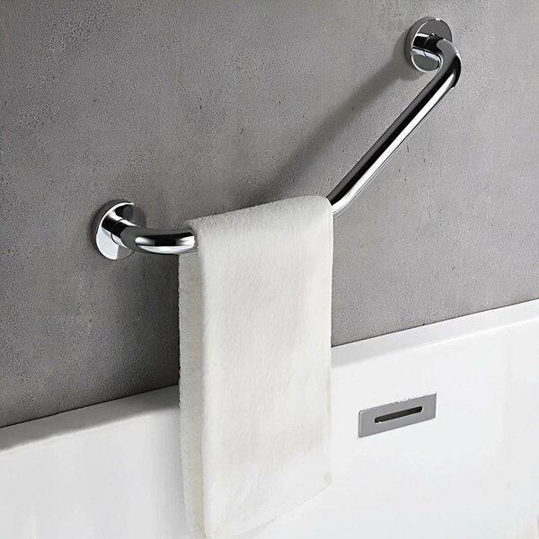 Bathroom angled grab bar Chrome