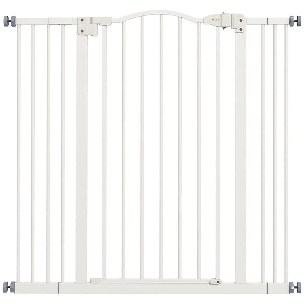 PawHut Metal Pet Safety Gate Dog Gate Folding Fence, White Aosom UK