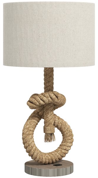 HOMCOM Nautical LED Desk Lamp: USB Port, Ambient Bedroom Light, Home Office Décor, Beige Aosom UK