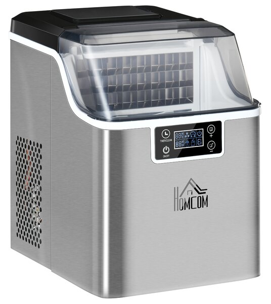HOMCOM Ice Maker Machine, Counter Top Ice Cube Maker for Home, 20kg in 24 Hrs, 3.2L w/ Adjustable Cube Size, Self Cleaning Function Aosom UK
