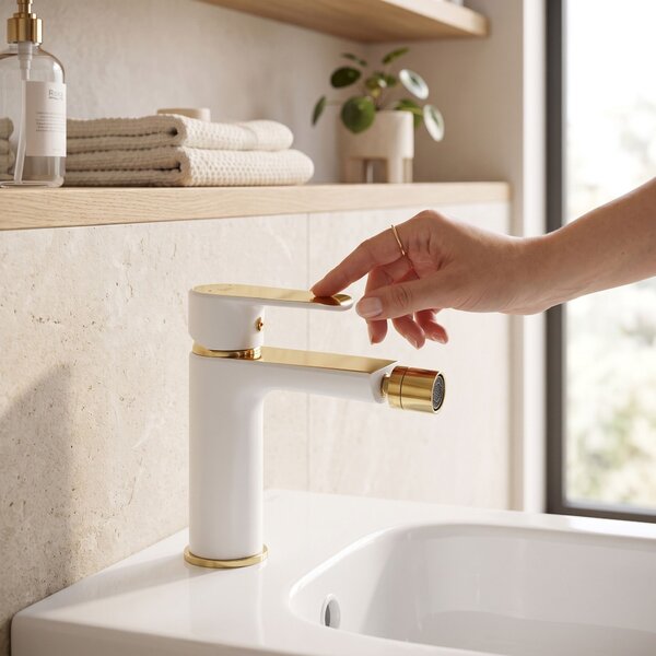 Bidet faucet Rea Bloom White gold