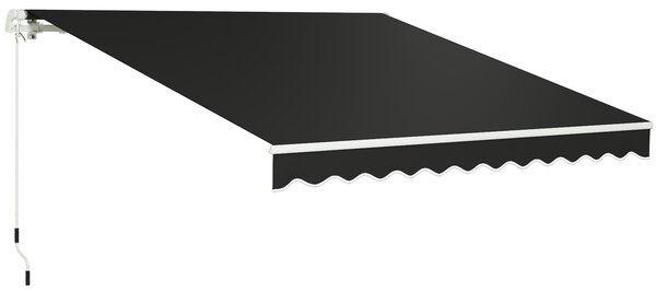 Outsunny 3 x 2.5m Garden Patio Manual Awning, Retractable Canopy Sun Shade Shelter with Fittings and Crank Handle, Black