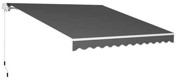 Outsunny 3 x 2.5m Garden Patio Manual Awning, Retractable Canopy Sun Shade Shelter with Fittings and Crank Handle, Dark Grey