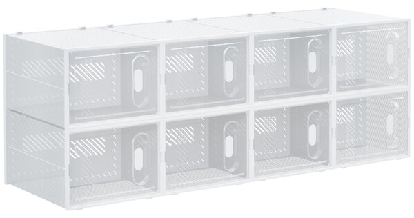 HOMCOM 8PCS Clear Shoe Box, Plastic Stackable Shoe Storage Box for UK/EU Size up to 12/46 with Magnetic Door for Women/Men, 28 x 36 x 21cm