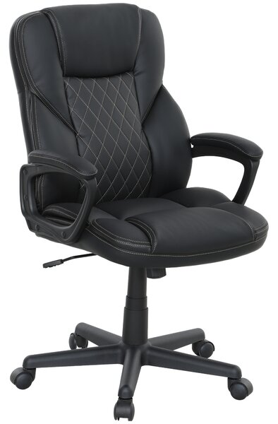 HOMCOM Executive Office Chair, High Back Desk Chair, PU Leather Swivel Computer Chair with Tilt Function, Adjustable Height and Armrests for Home Office, Black
