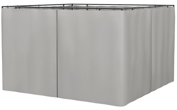 Outsunny 3 x 3(m) Universal Gazebo Sidewall Set with 4 Panels, Hooks/C-Rings Included for Pergolas & Cabanas, Light Grey Aosom UK