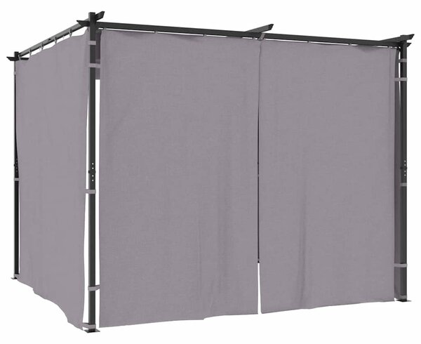 Gazebo with Curtains 3x3 m Anthracite Steel