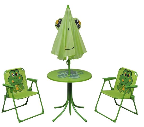 3 Piece Kids' Garden Bistro Set with Parasol Green