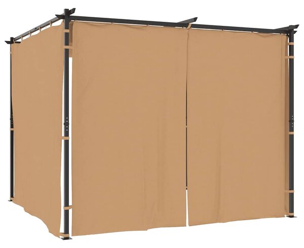 Gazebo with Curtains 3x3 m Taupe Steel