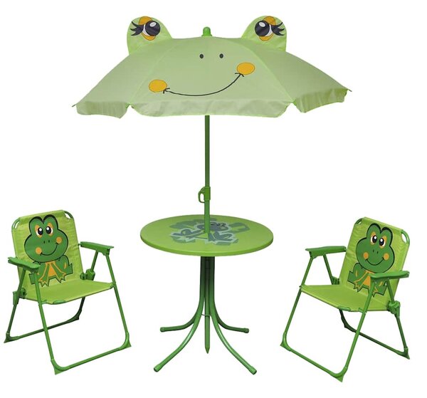 3 Piece Kids' Garden Bistro Set with Parasol Green