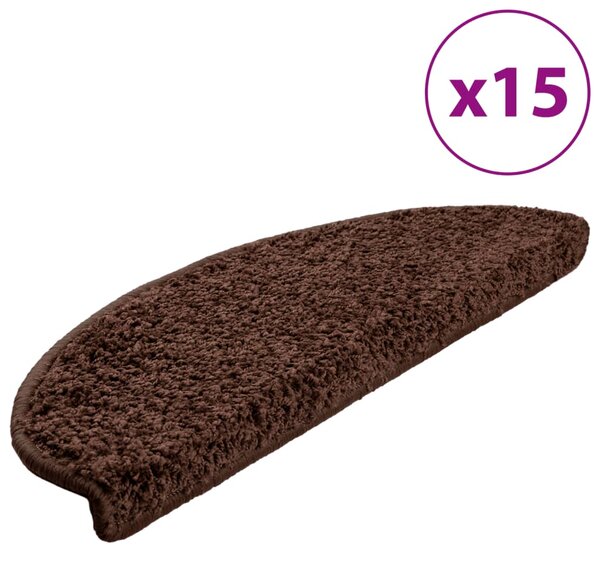 Carpet Stair Treads 15 pcs Brown 65x21x4 cm