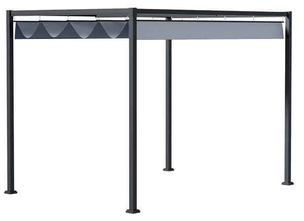 Outsunny 4 x 3(m) Metal Pergola Gazebo Patio Sun Shelter Grape Tent Retractable Canopy Grey