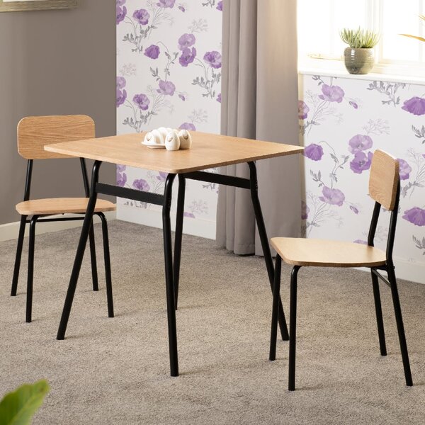 Waldorf Wooden Dining Table With 2 Chairs In Russet Oak And Black