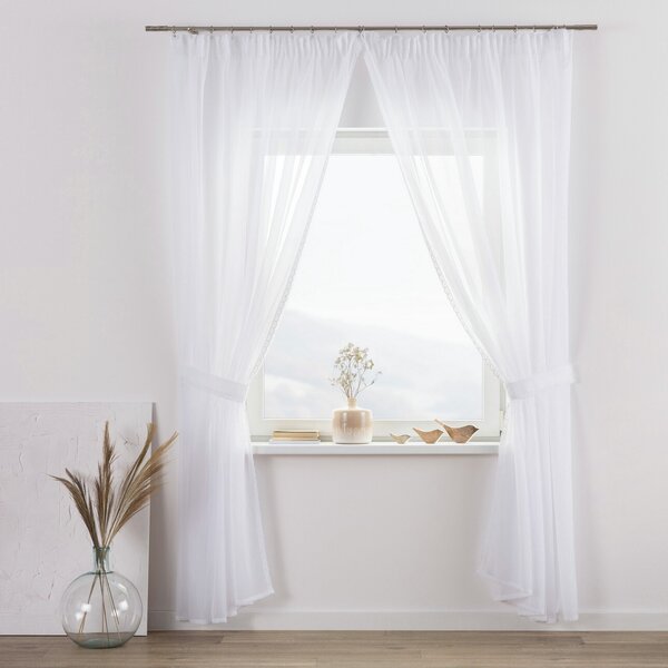 Lily voile net curtains with lace trim - Set of 2