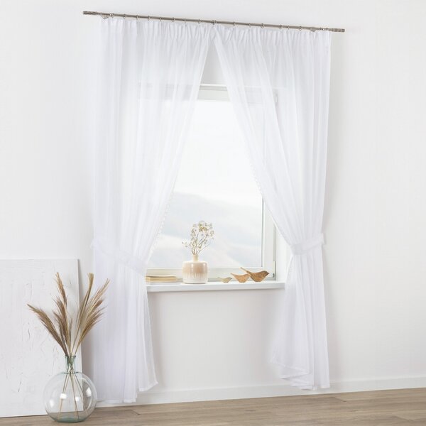 Lily voile net curtains with lace trim - Set of 2