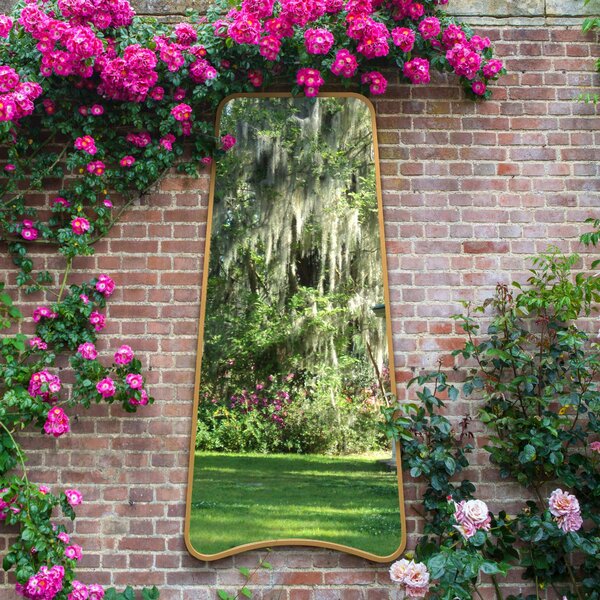 Coartans Abstract Pond Indoor Outdoor Full Length Wall Mirror Gold