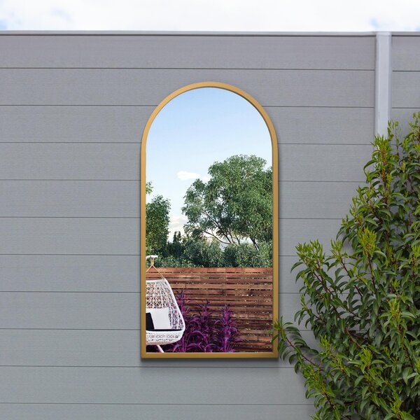 Arcus Arched Indoor Outdoor Full Length Wall Mirror Gold