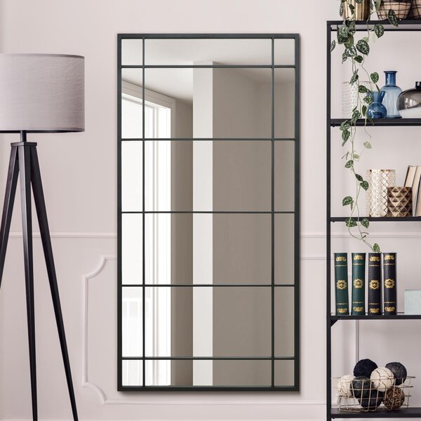 Wabula Window Rectangle Full Length Wall Mirror Black